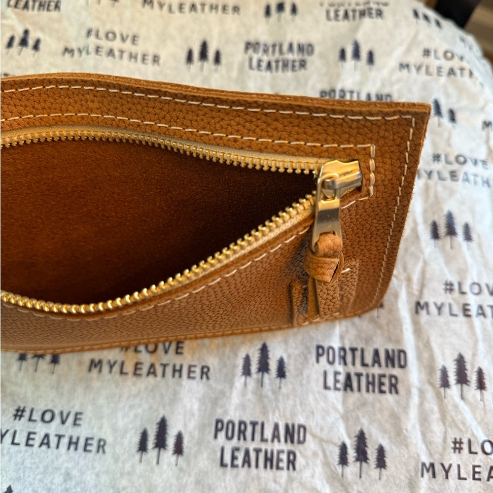 New Portland Leather Goods Adriana Pouch Brown Tan Wildwood Almond Cork - Picture 5 of 6